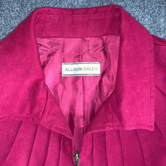 Vintage Allison Daley, burgundy faux suede bomber jacket - Picture 2 of 3